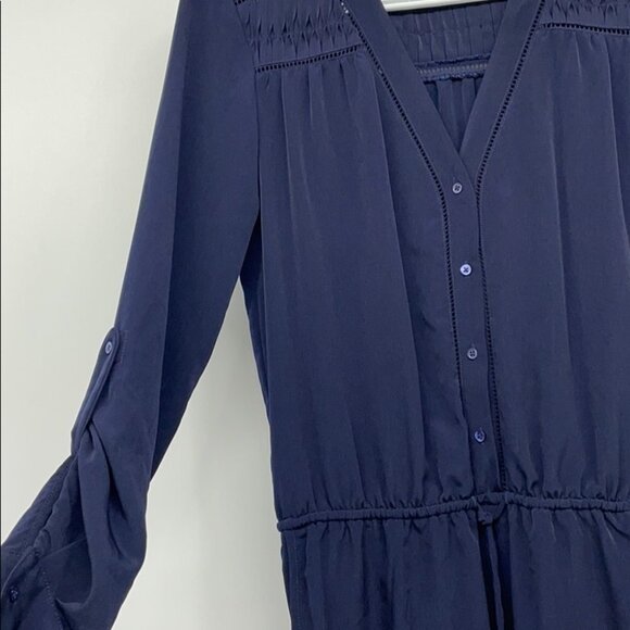 Sam Edelman Navy blue buttoned romper 3/4  sleeve - Picture 13 of 15